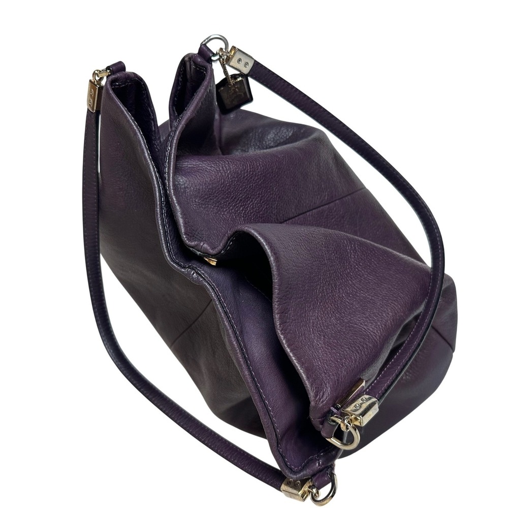 Coach Madison Phoebe Purple Pebbled Leather 3 Compartment Silver Hardware - Picture 7 of 12